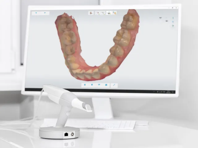 Digitaler Intraoralscan eines Kiefers auf dem Monitor.
